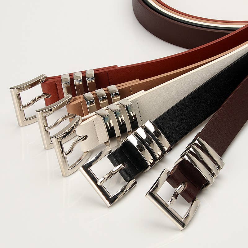 Versatile classic square pinhole denim belt
