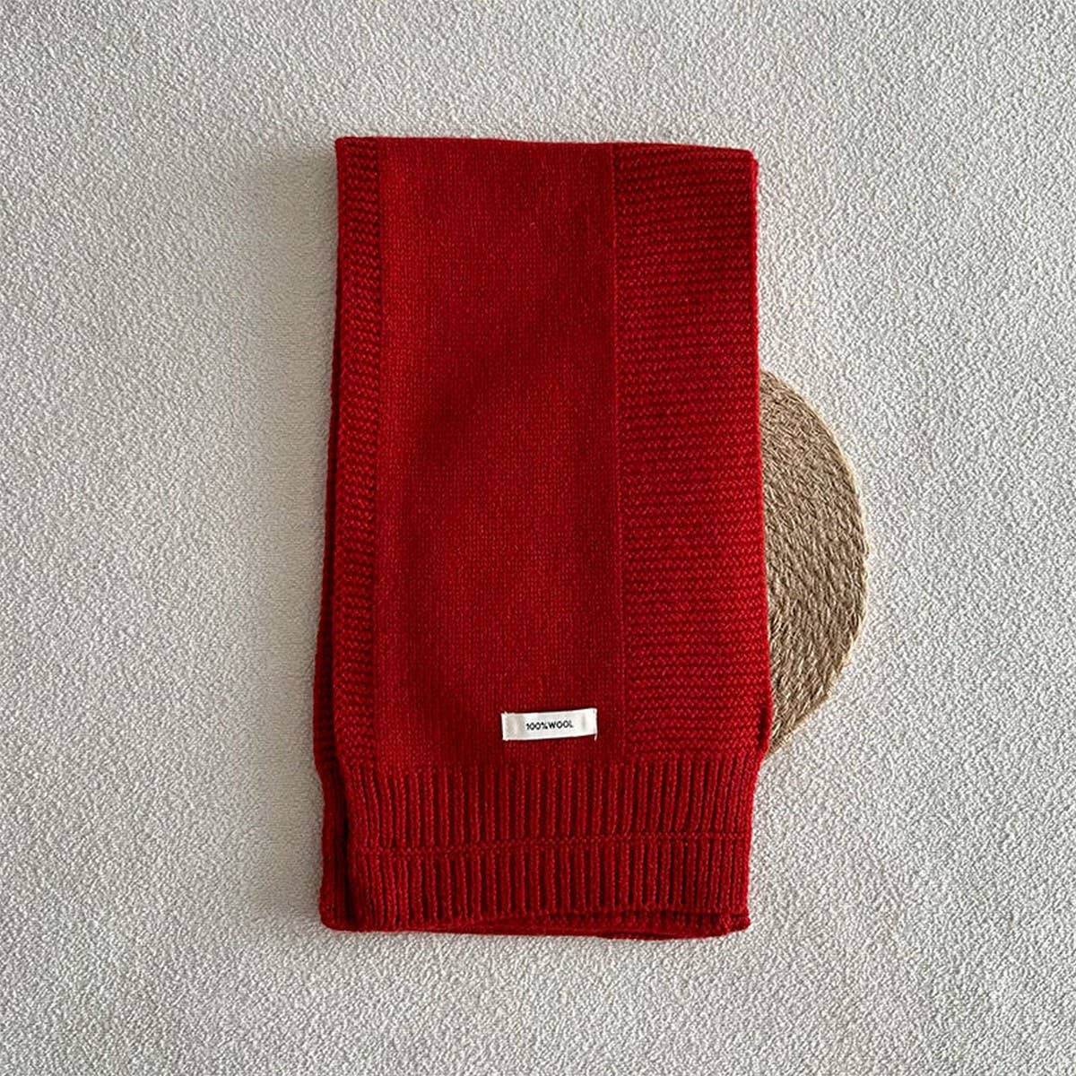 100% Wool Solid Striped Knit Scarf Unisex_CWASC2333