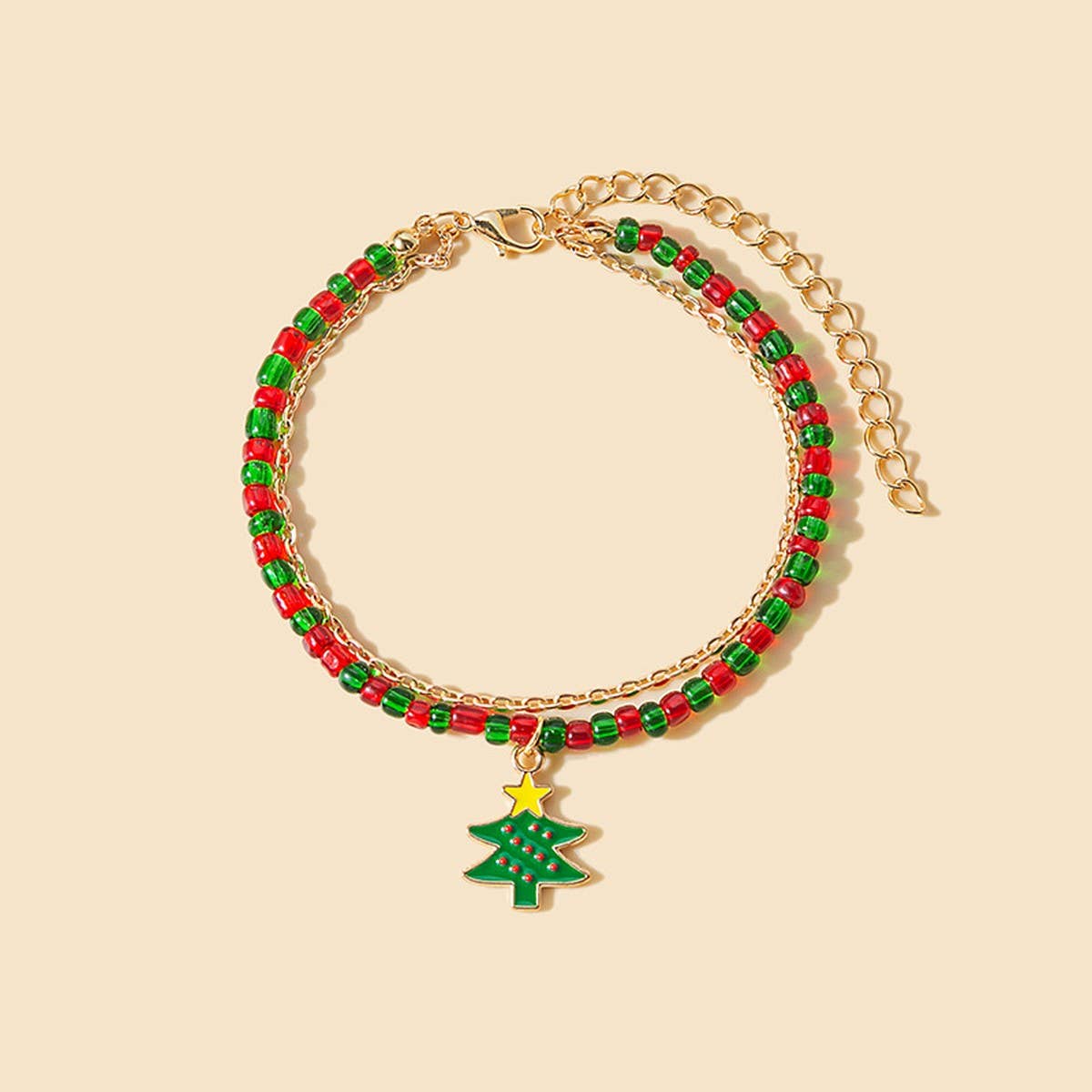 CHRISTMAS COLORBLOCK HANDMADE BEADED BRACELET