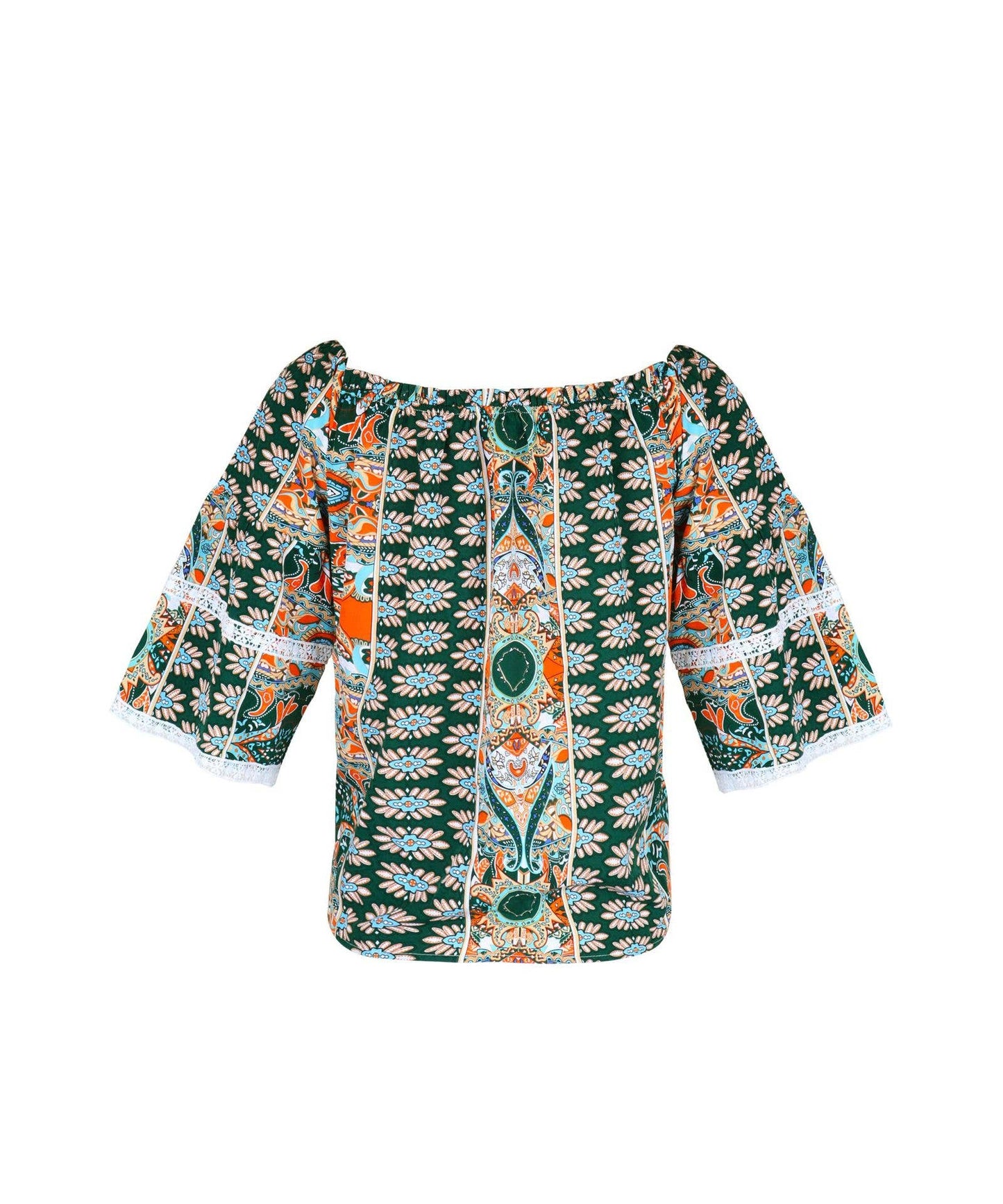 FLORAL PRINT BLOUSE WITH A LINE NECK