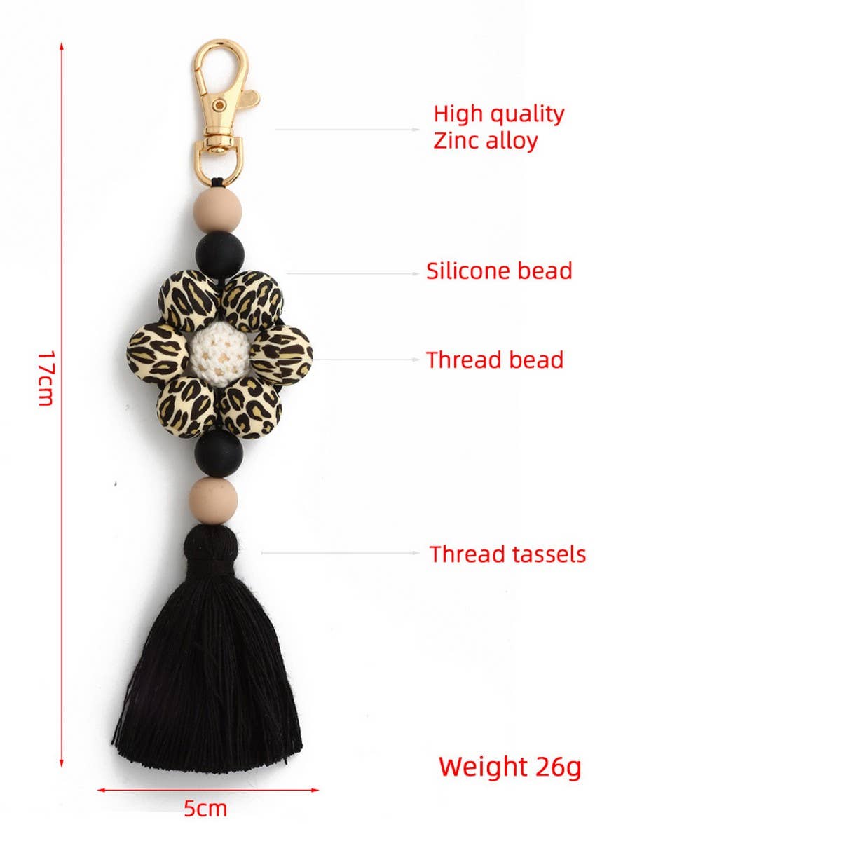 Beaded Tassel Bag Charm Creative Silicone Keychain_CWMM6864