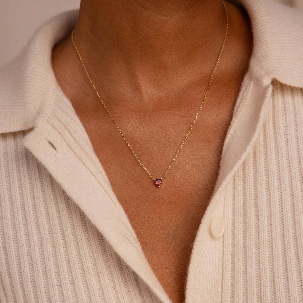 Stainless Steel Birthstone Heart Necklace_CWMM5667
