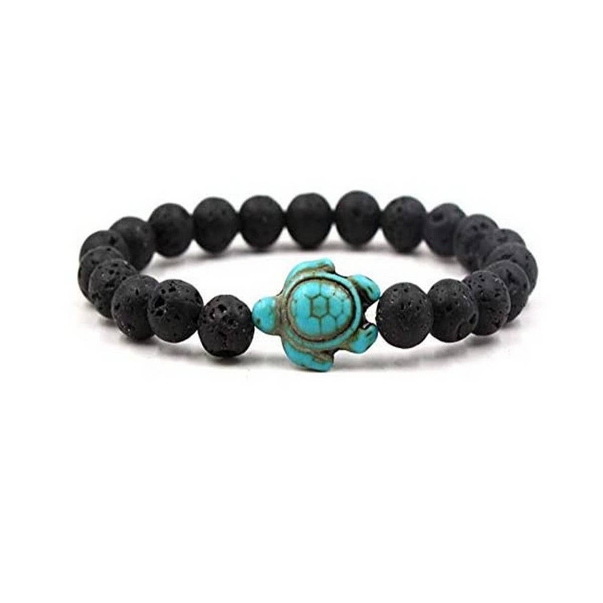 CWAJE3879_BEACH TURQUOISE TURTLE BEADED SIMPLE BRACELET