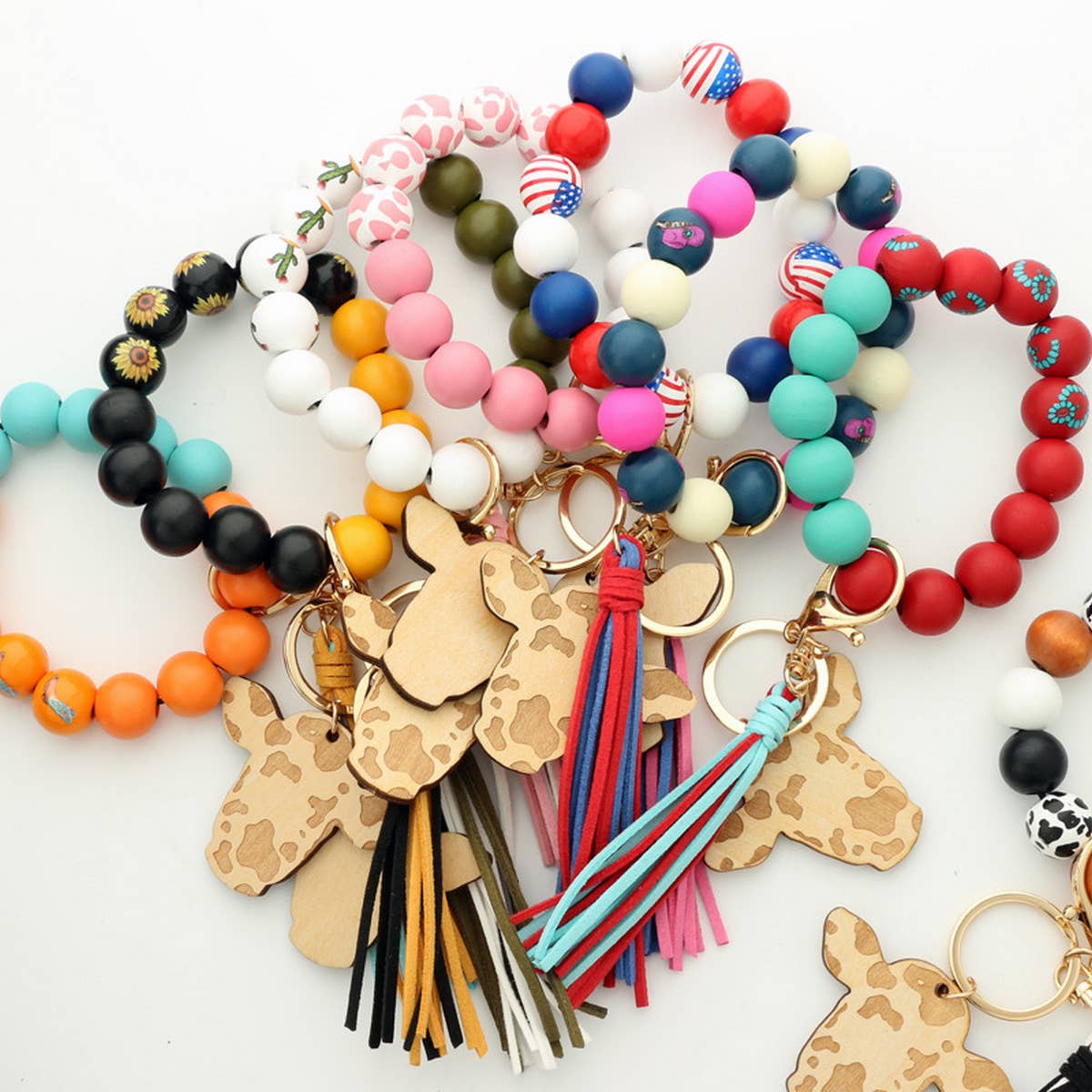 WESTERN NEW TASSEL BRACELET BULL HEAD KEYCHAIN