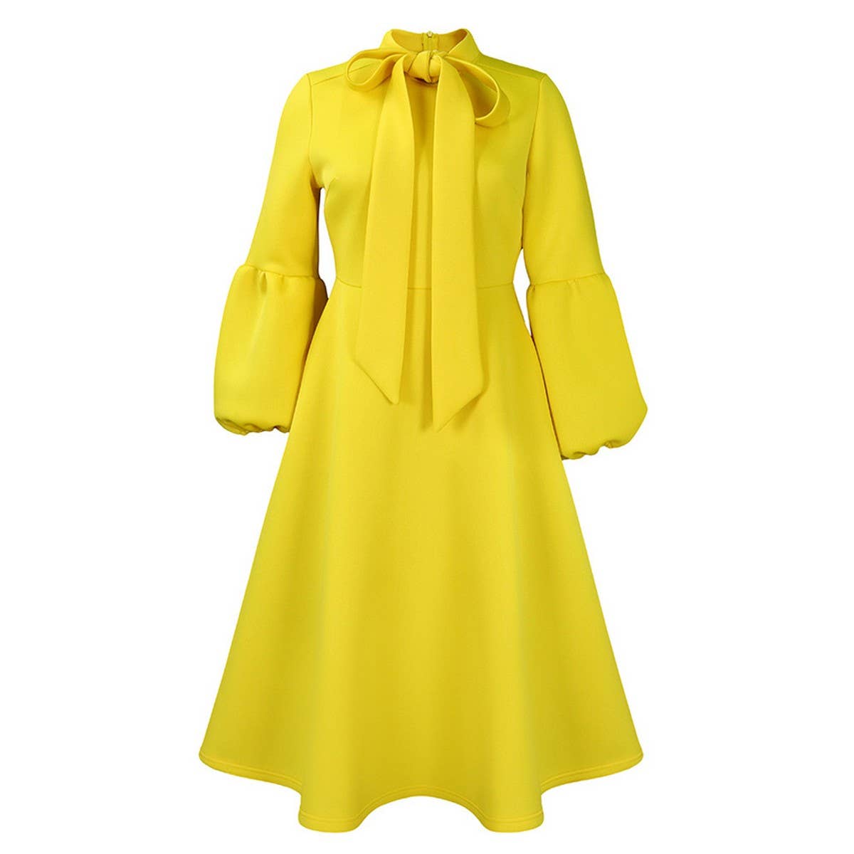 LANTERN SLEEVE HIGH WAIST BOW OVERSIZED DRESS_CWDMD3664