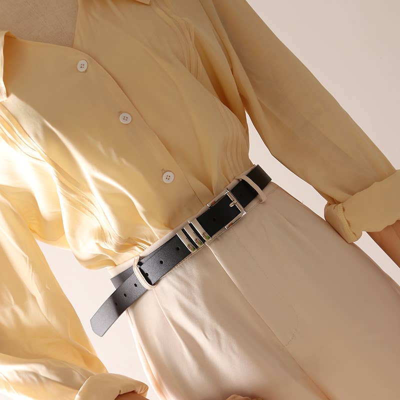Versatile classic square pinhole denim belt