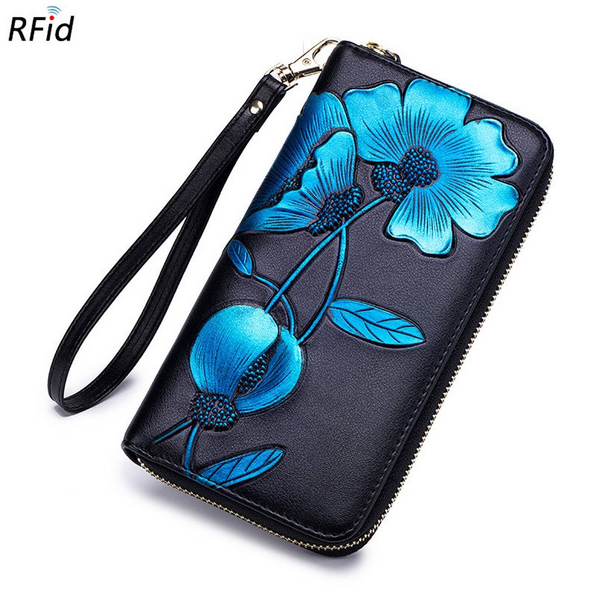 FASHION COWHIDE LONG ZIPPER GENUINE LEATHER WALLET_CWAB3736