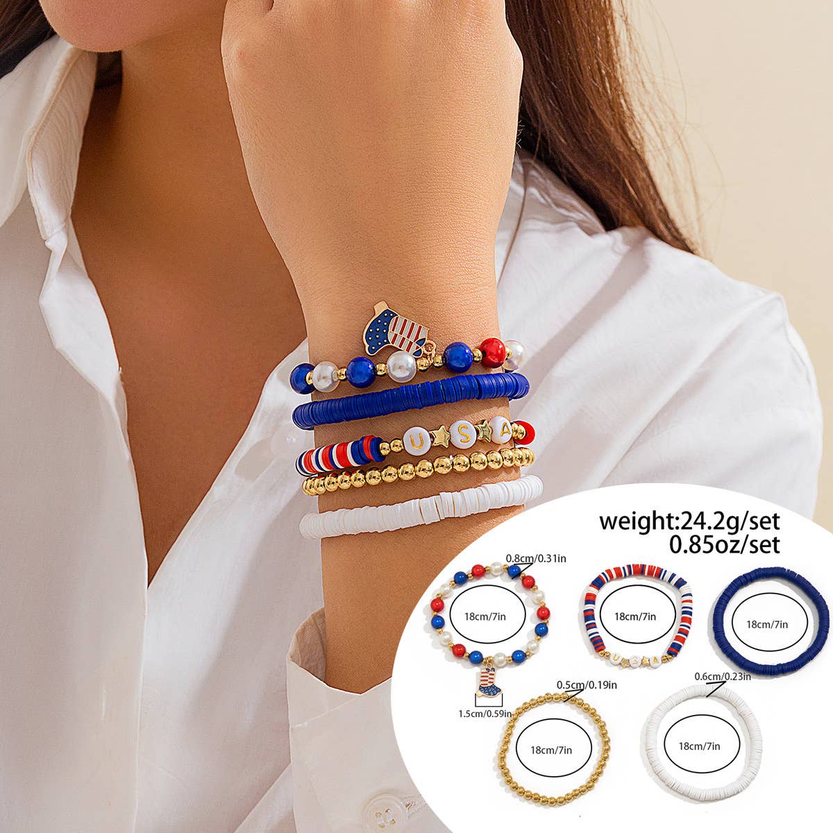 NEW FLAG CONTRAST COLOR BEADED BRACELET