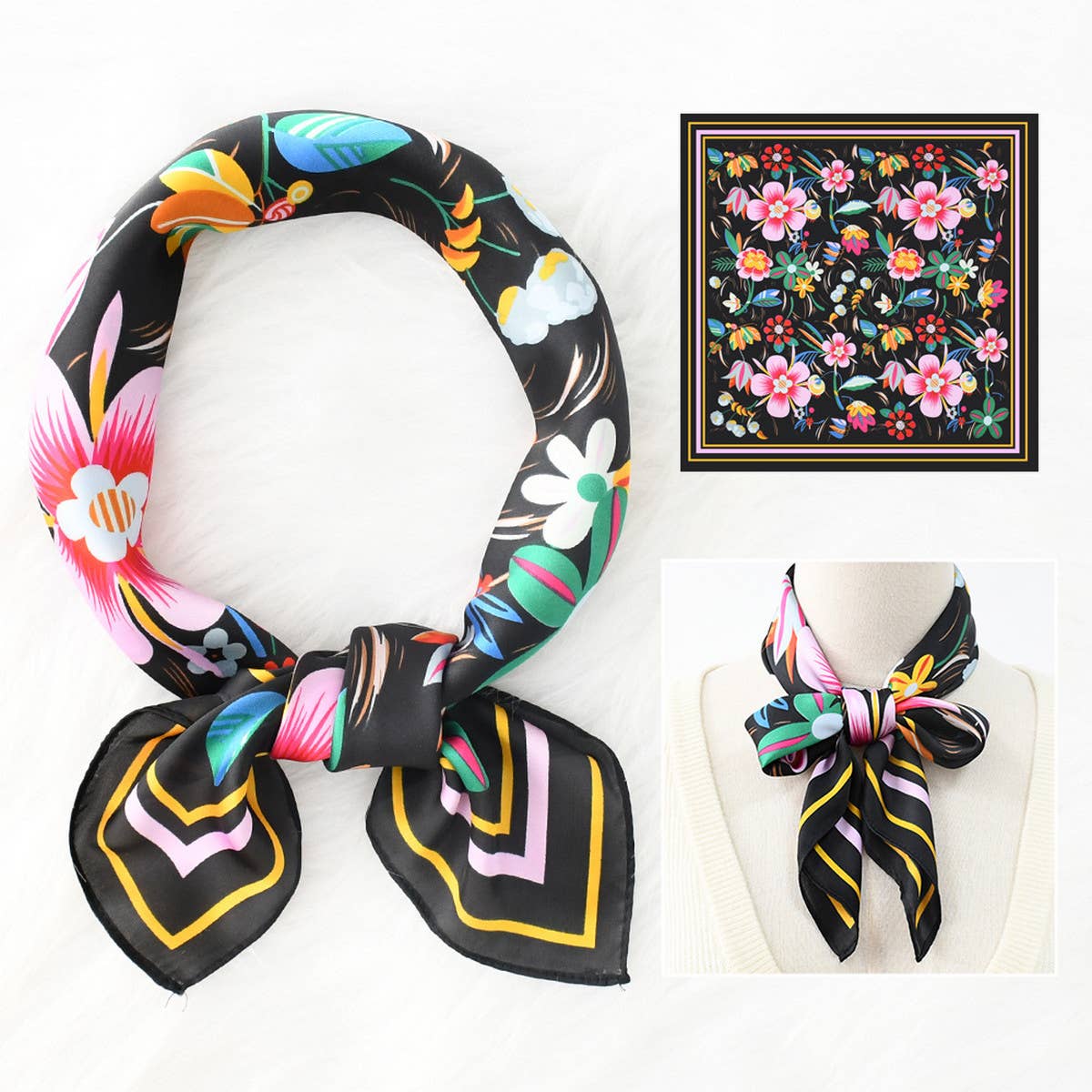 Floral Print Scarf ? Vintage Neck & Head Wrap