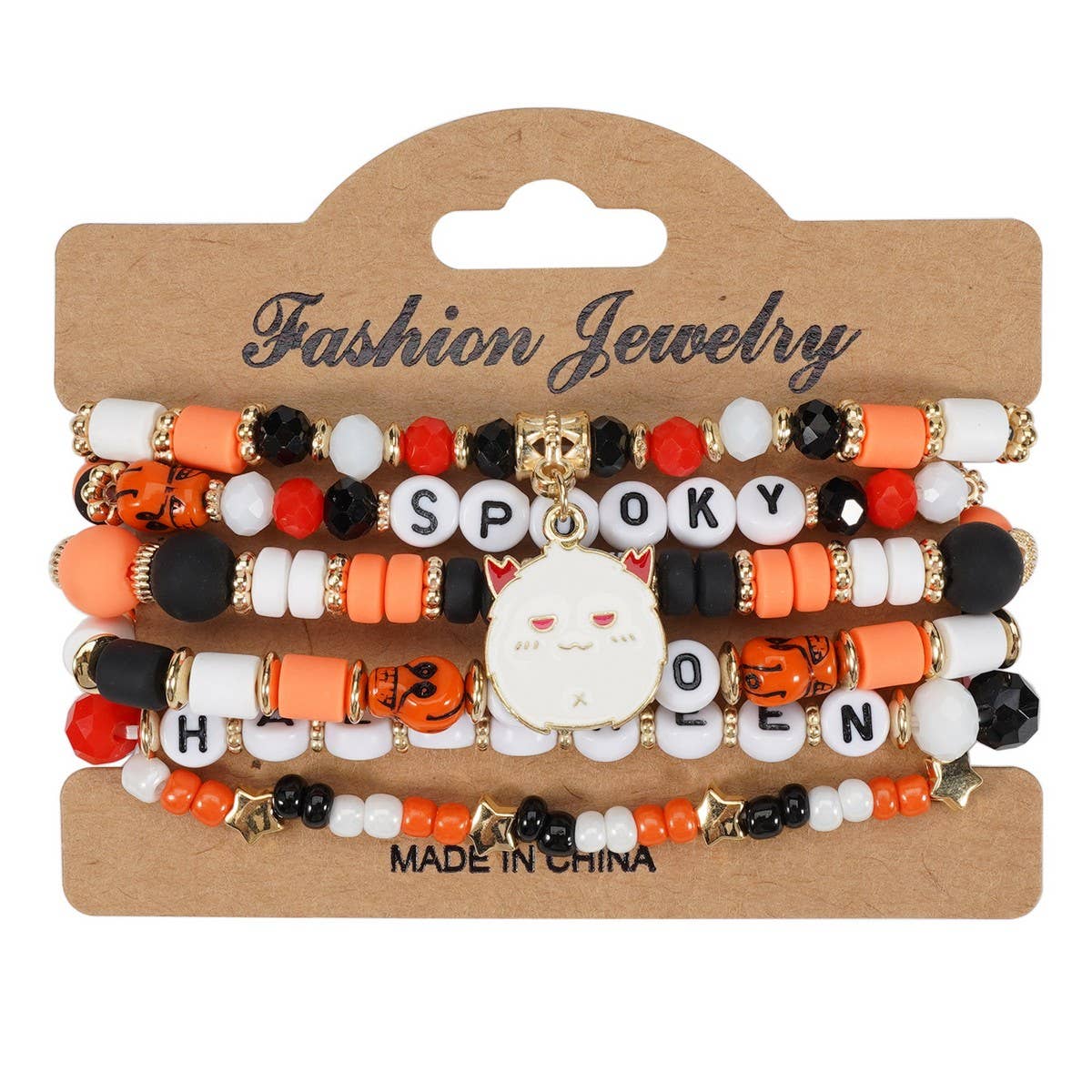 CWMM10458_HALLOWEEN CRYSTAL CLAY BEADED CHARM BRACELET