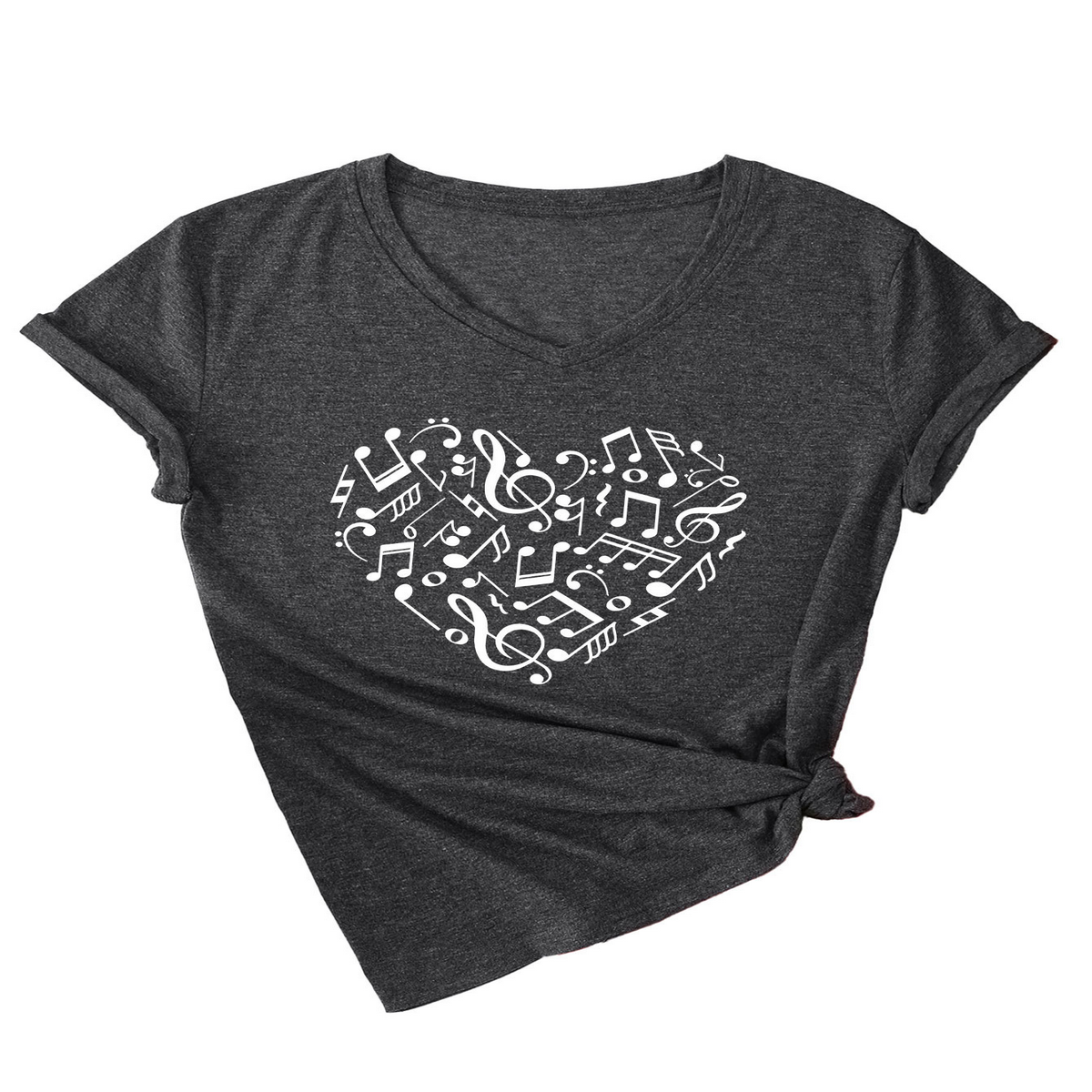 Heart and Music V-Neck T-Shirt ? Relaxed Fit