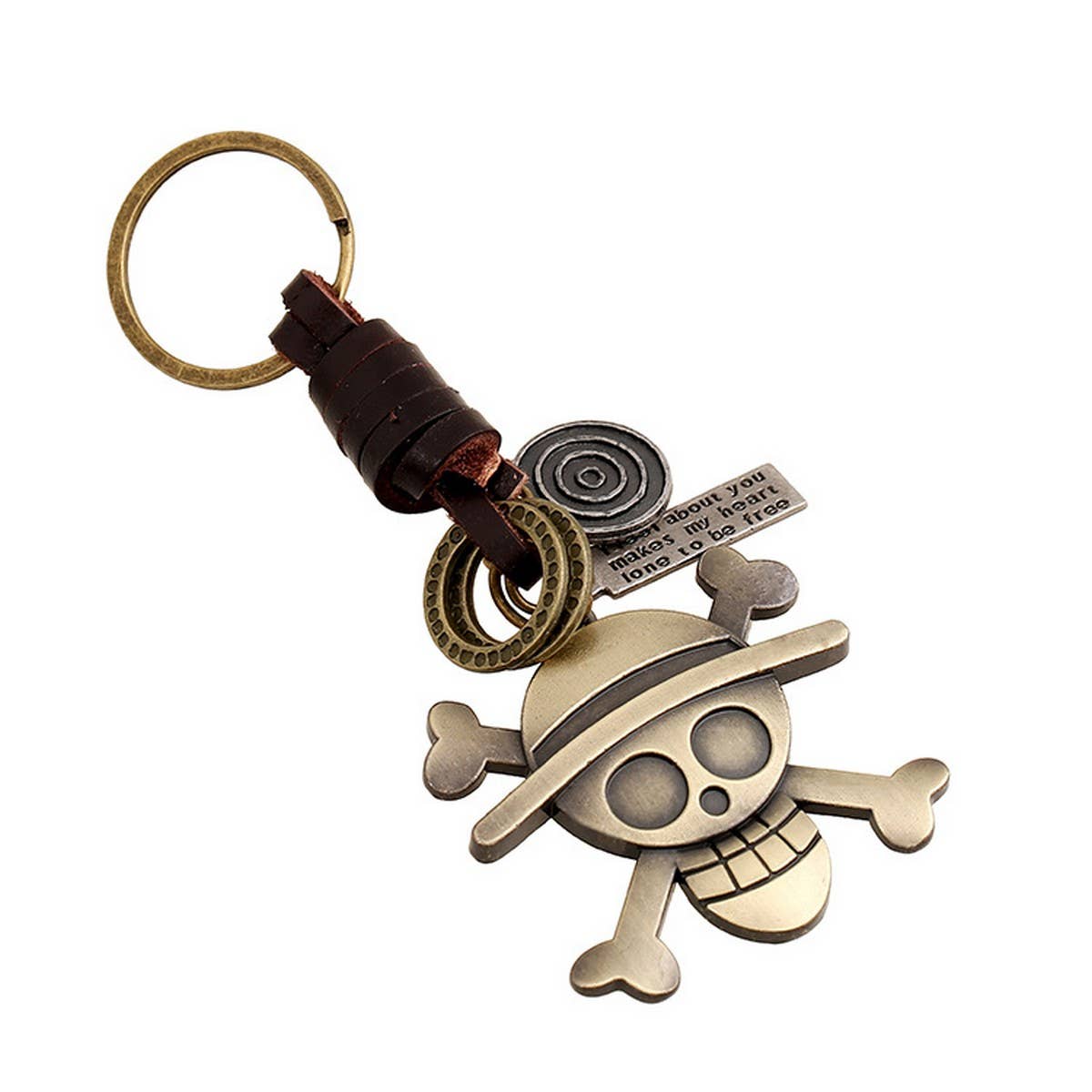 VINTAGE BRAIDED SKULL LEATHER KEYCHAIN