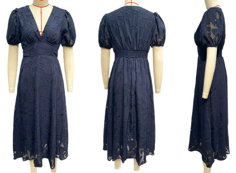 FLORAL LACE HIGH-WAISTED DRESS