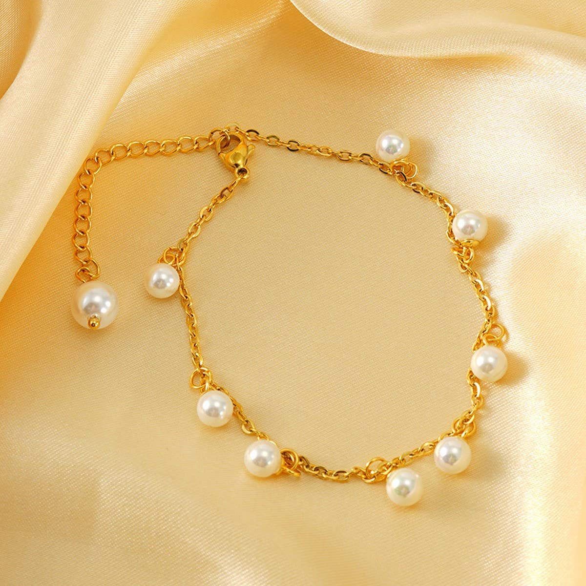 CWAJE1952_Personalized Gold Pearl Fringe Anklet Bracelet