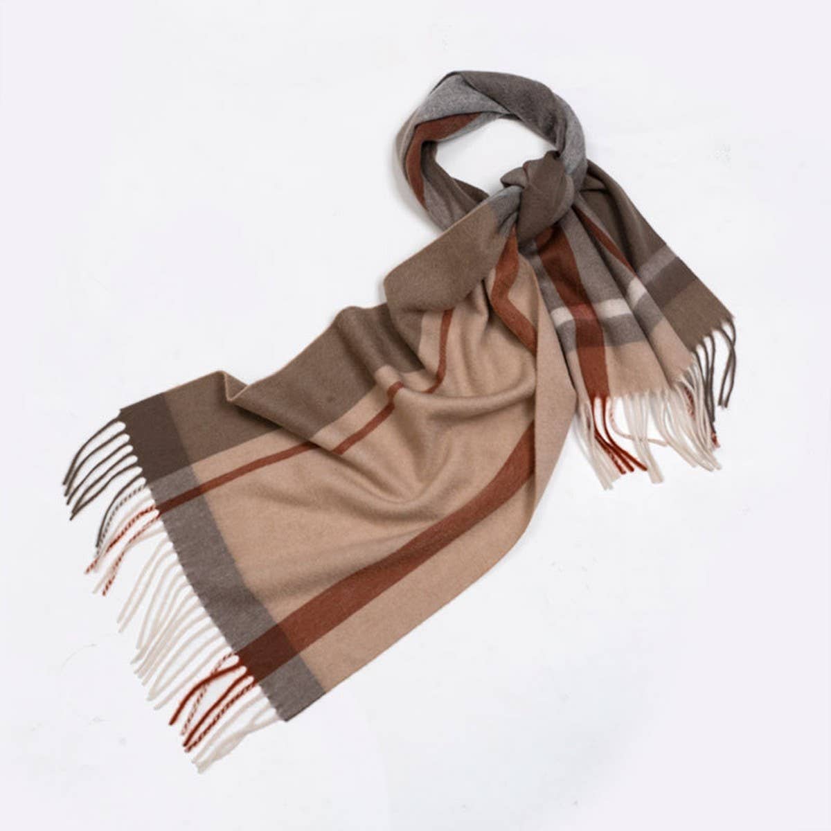 100% Wool Plaid Scarf – Soft Reversible Wrap_CWASC2348