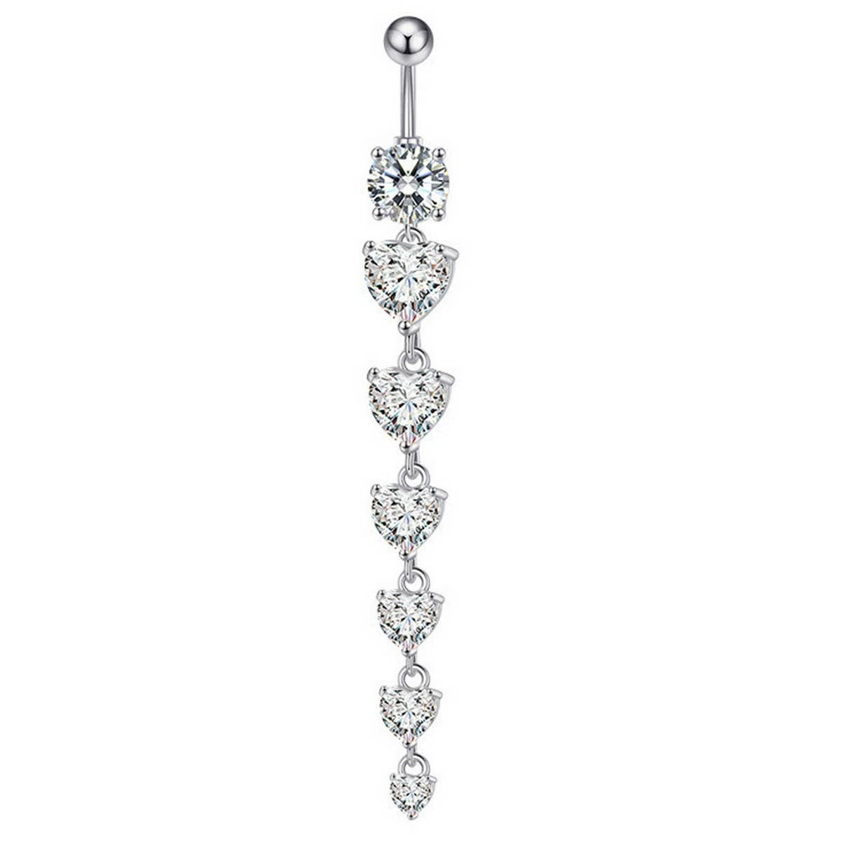 Hot Copper CZ Heart Bar Belly Ring Piercing