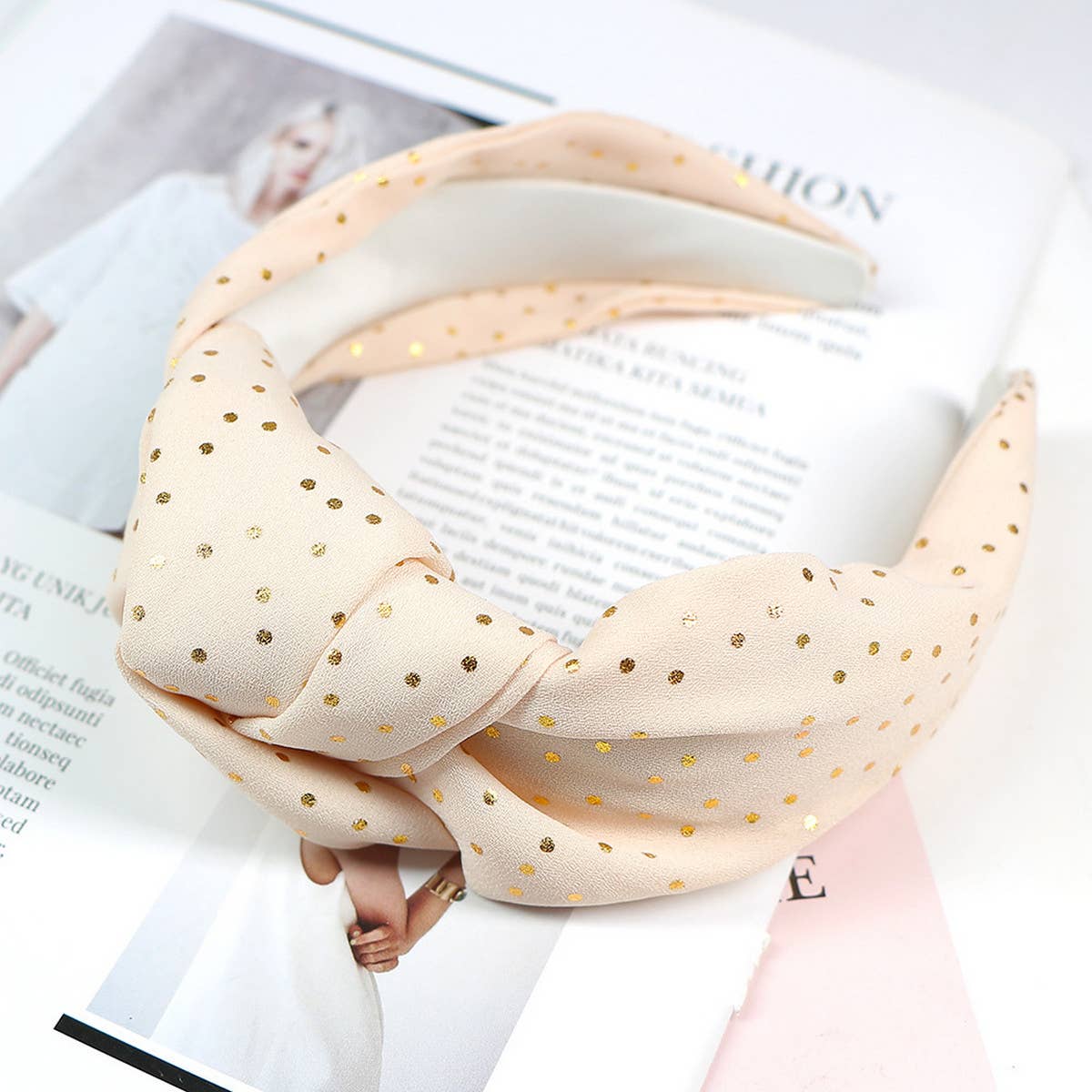 NEW POLKA DOT KNOTTED WIDE-BRIMMED HEADBAND_CWAHA0988