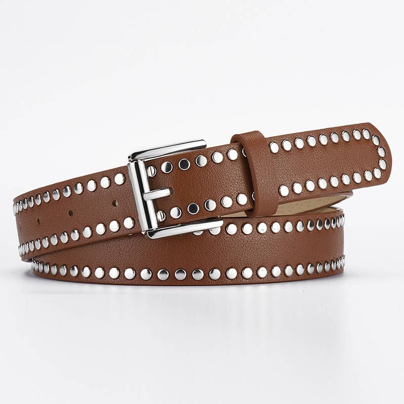 PUNK STYLE METALLIC RIVET PIN BUCKLE PU BELT