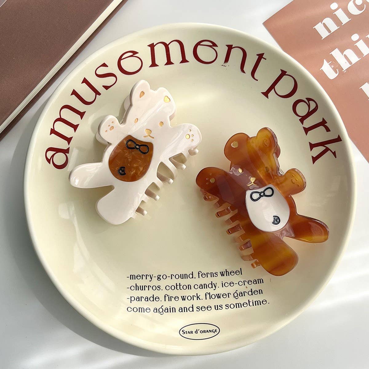 Cute Bear Acetate Hair Claw Clip for Girls