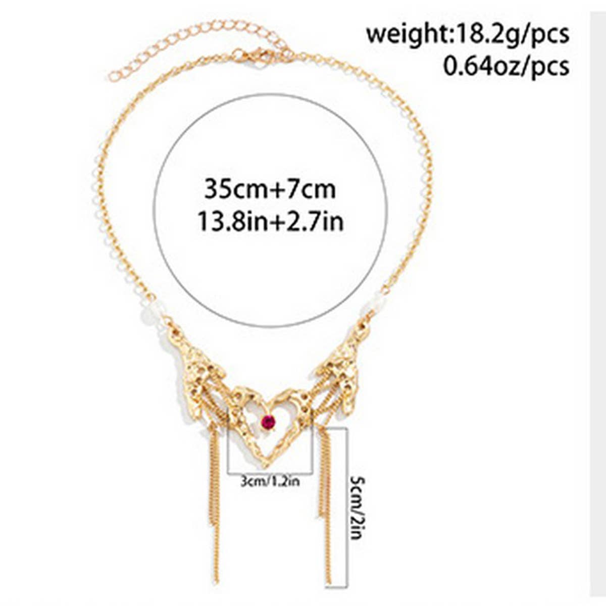 HEART TASSEL PERSONALIZED RHINESTONE NECKLACE