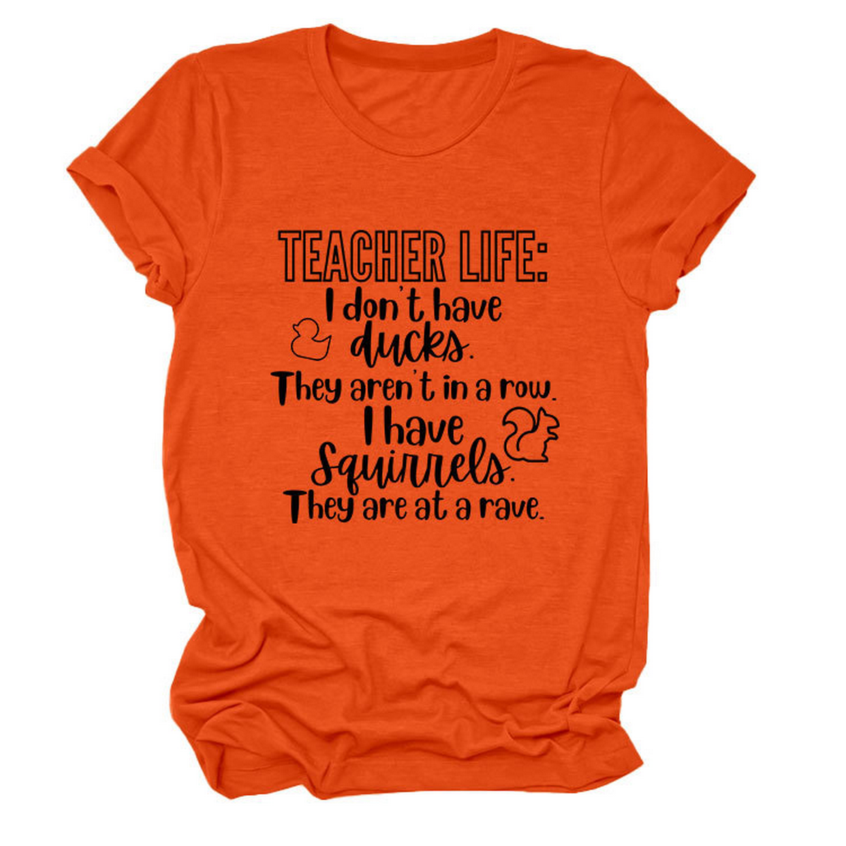 Casual Teacher Tee ??Round Neck Graphic Shirt_CWTTSL0479
