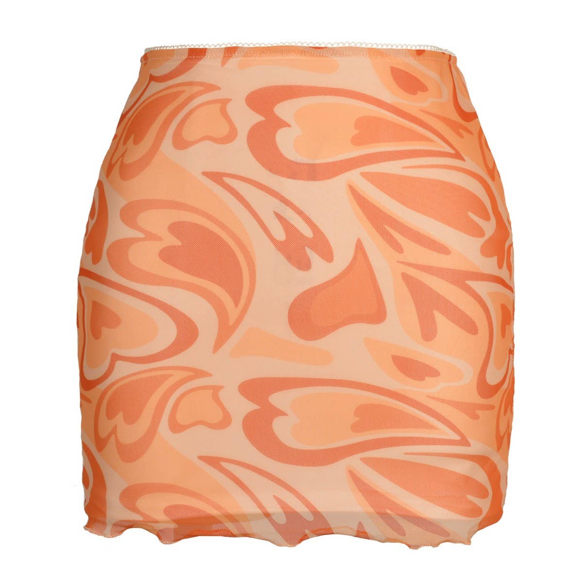 PRINTED MESH SKIRT DOUBLE LAYER SLIM HIP SKIRT_CWAB4794