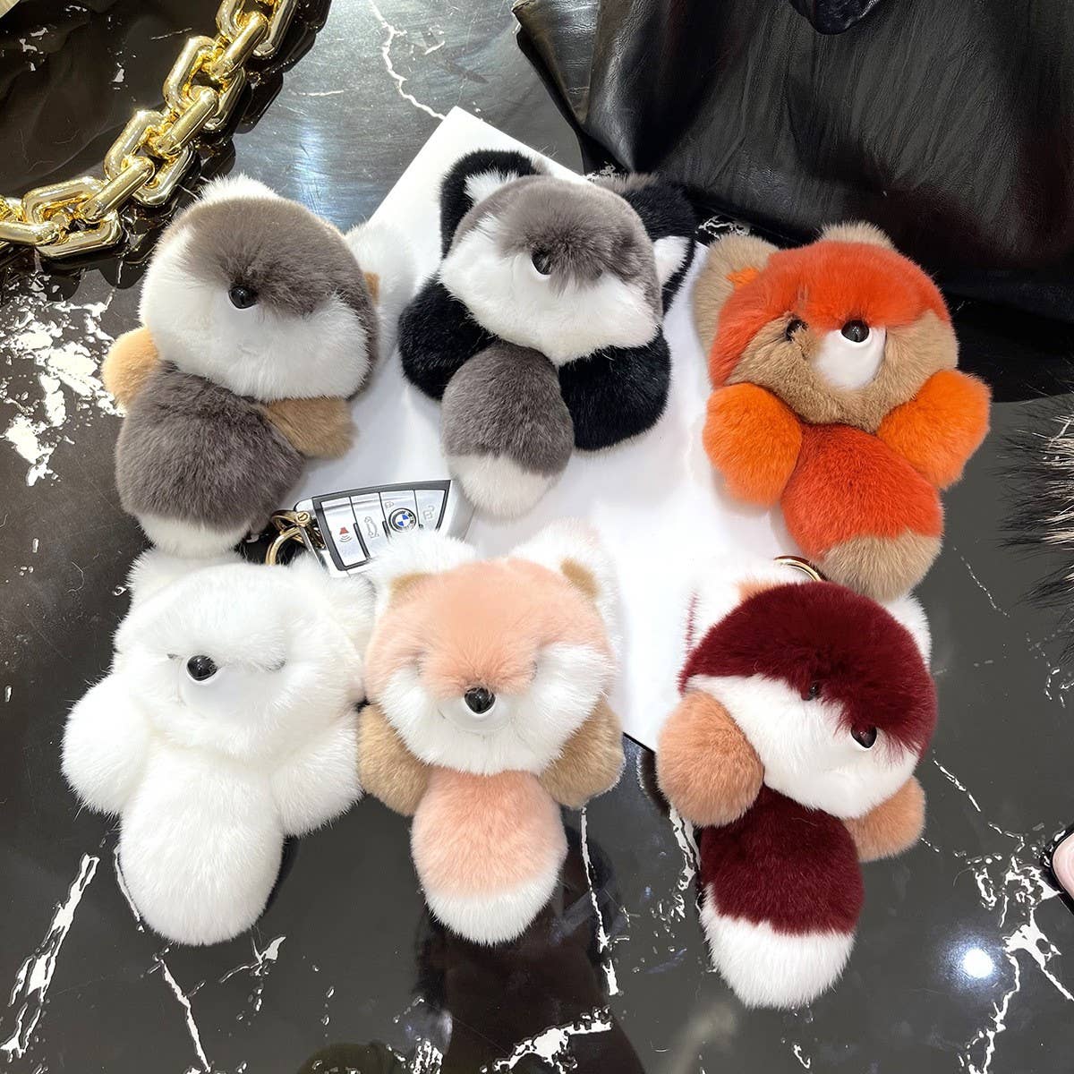LITTLE FOX CAR KEYCHAIN PENDANT CUTE PLUSH DOLL