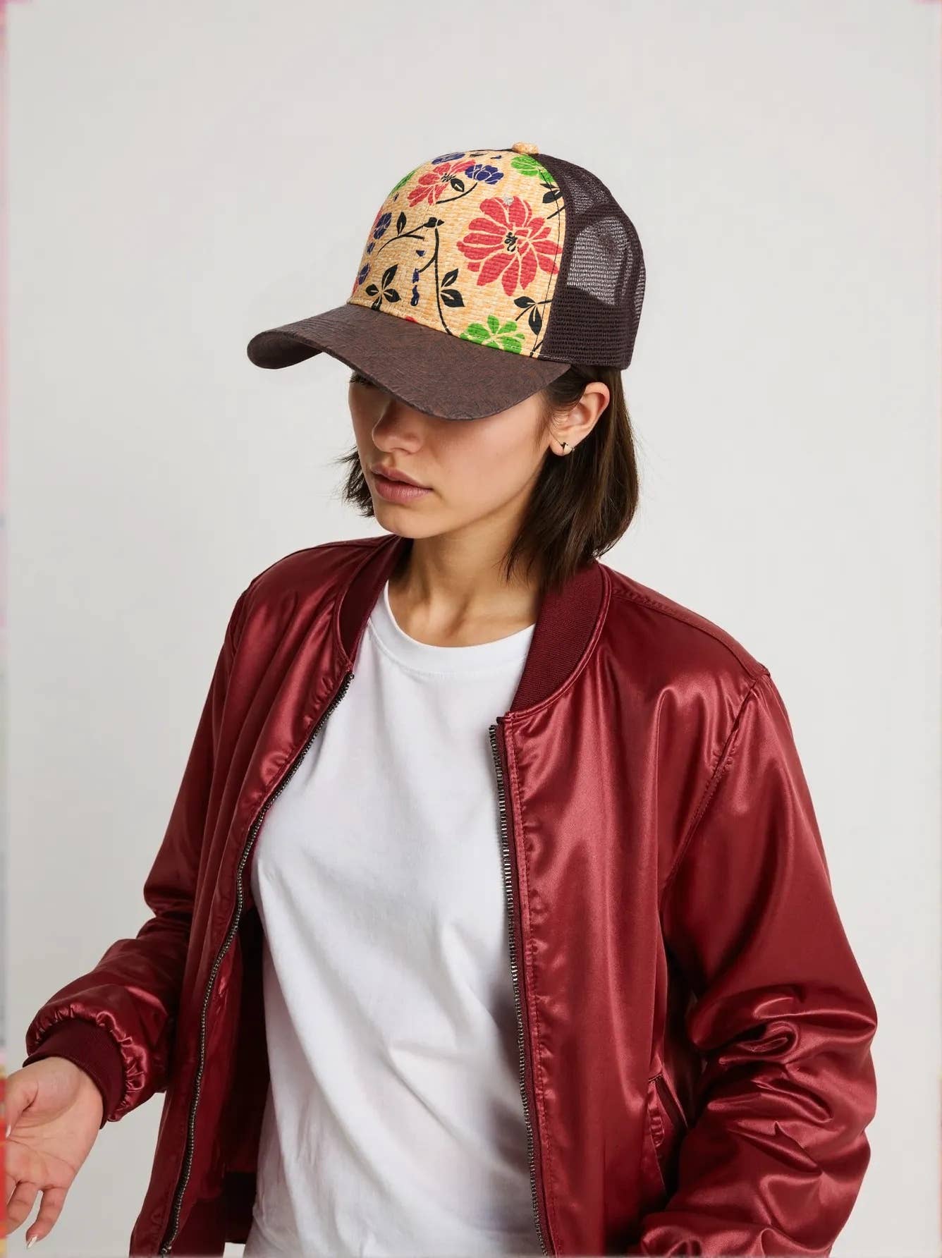 Printed Straw Mesh Baseball Cap, Summer Unisex_CWAH1628