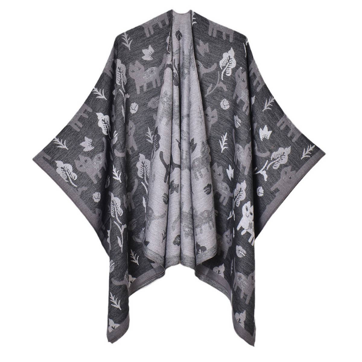 DOUBLE-SIDED JACQUARD CARDIGAN SHAWL