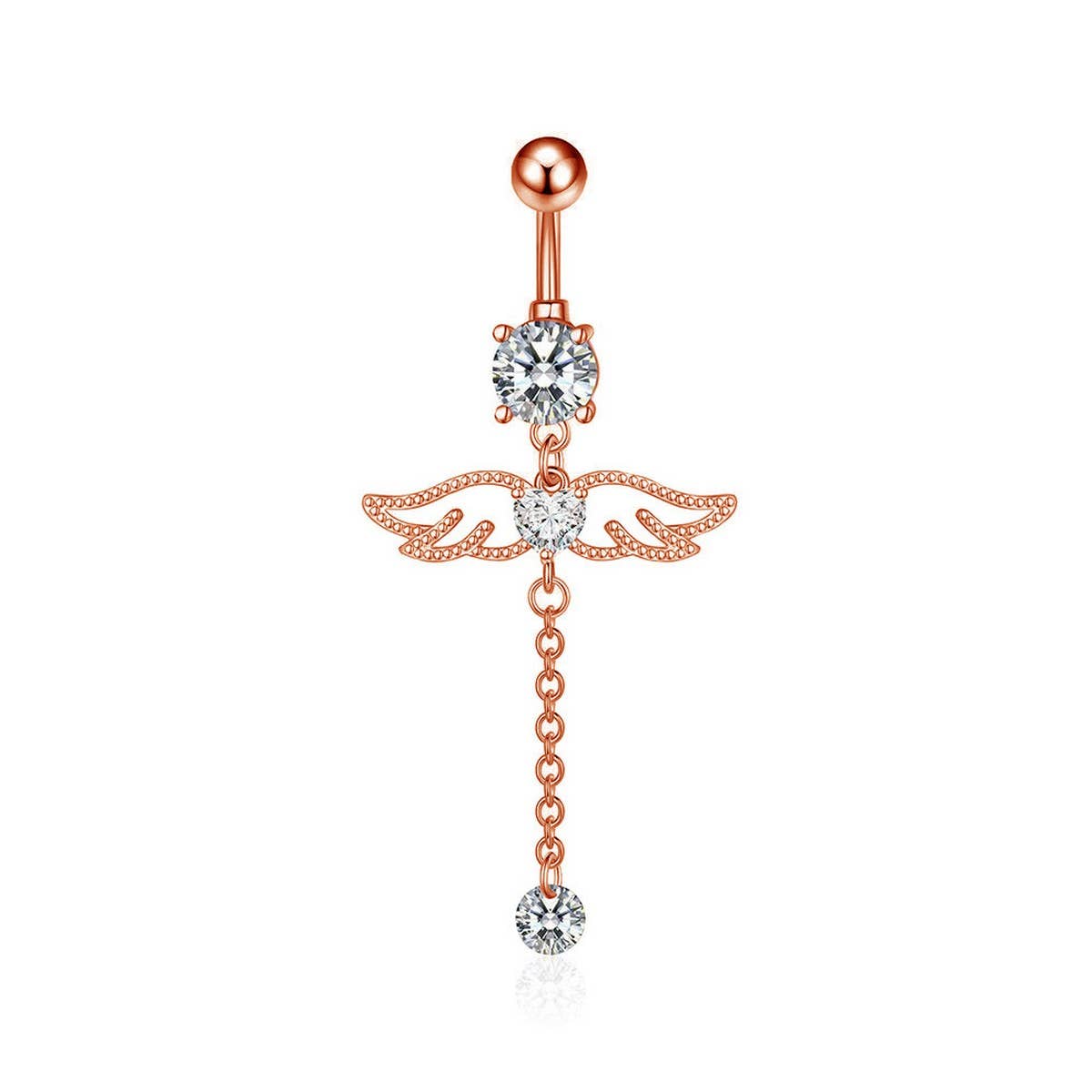 Wing CZ Navel Ring 316L Stainless Steel Piercing