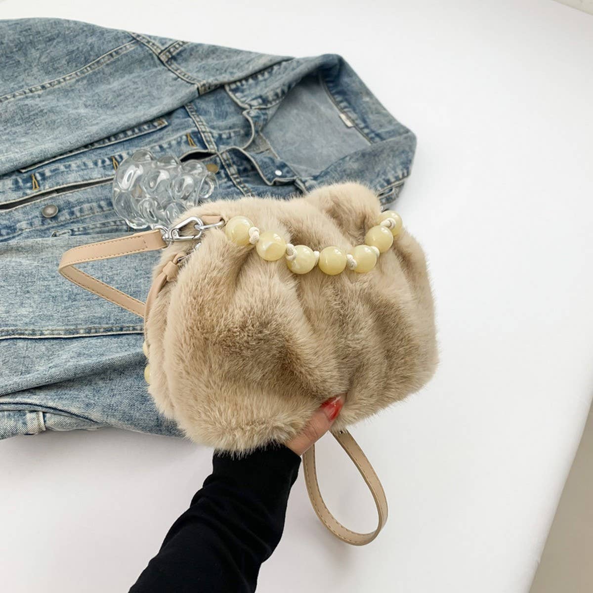Leopard Faux Fur Bucket Bag Women Shoulder_CUAB00535