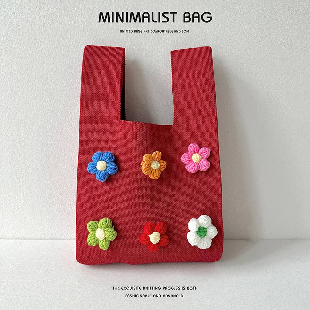CUTE COLORFUL FLOWER KNITTED SHOULDER BAG HANDBAG_CWAB1505