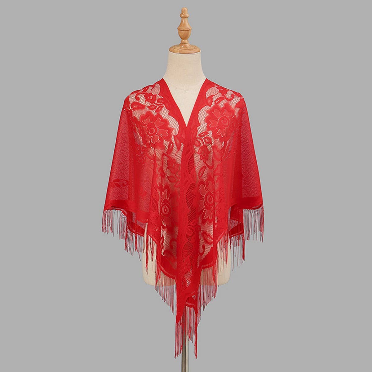 Breathable Tassel Triangle Scarf - Hollow Knit Wrap_CWMM1993