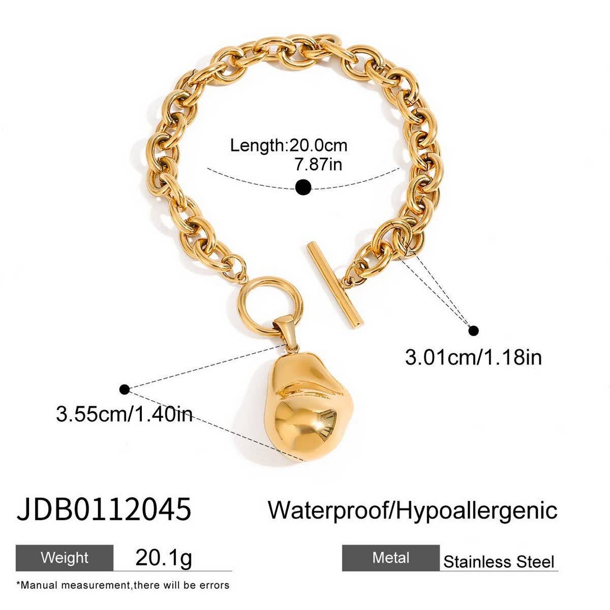 18K Gold Irregular Bead OT Clasp Chain Bracelet_CWAJE4758
