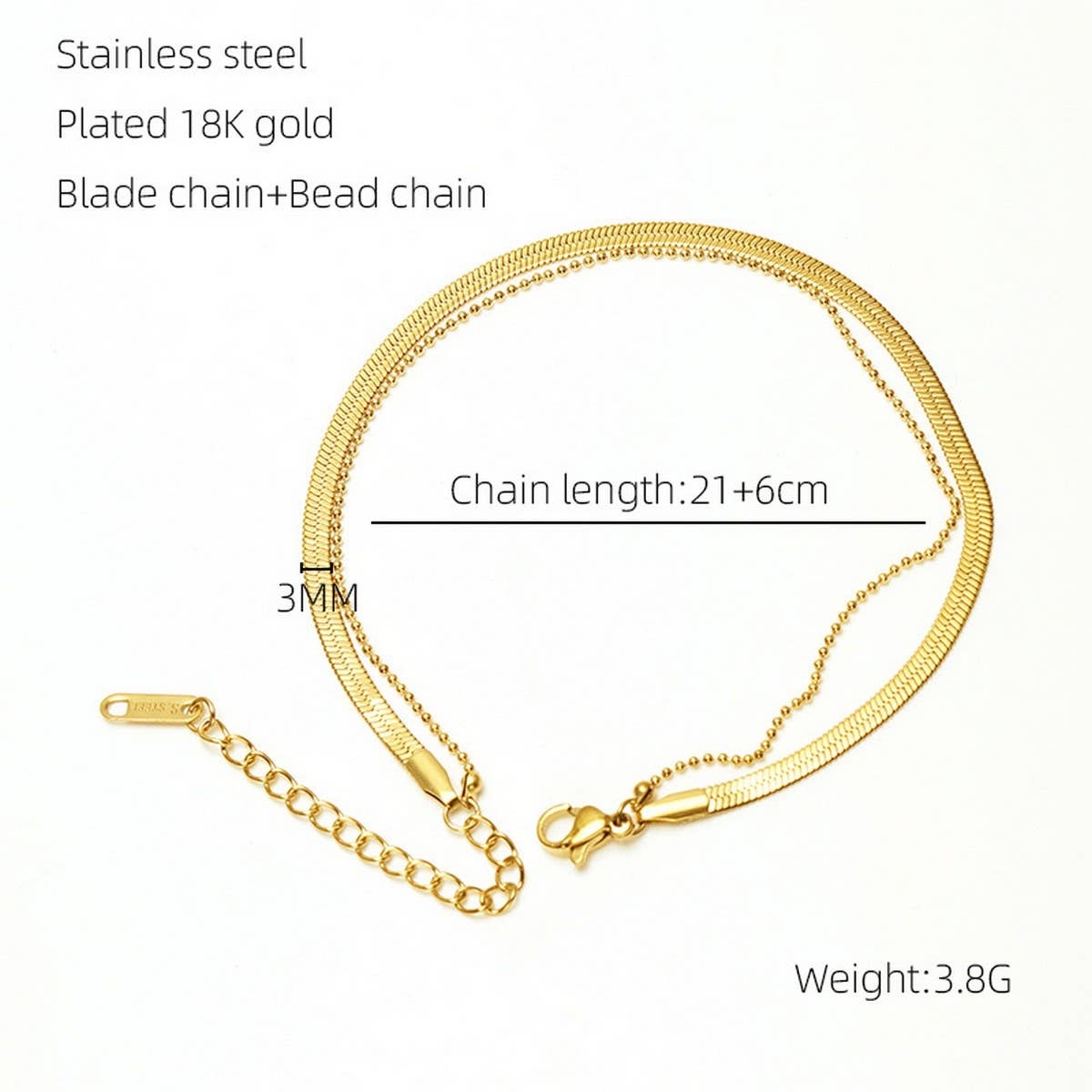 CWAJE1953_Simple Charm Double Layered Ankle Bracelet
