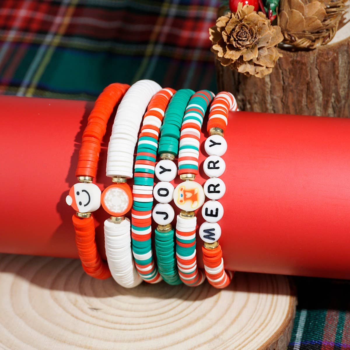 BEADED LETTER PEARL CHRISTMAS BRACELET COMBINATION_CWMM2618