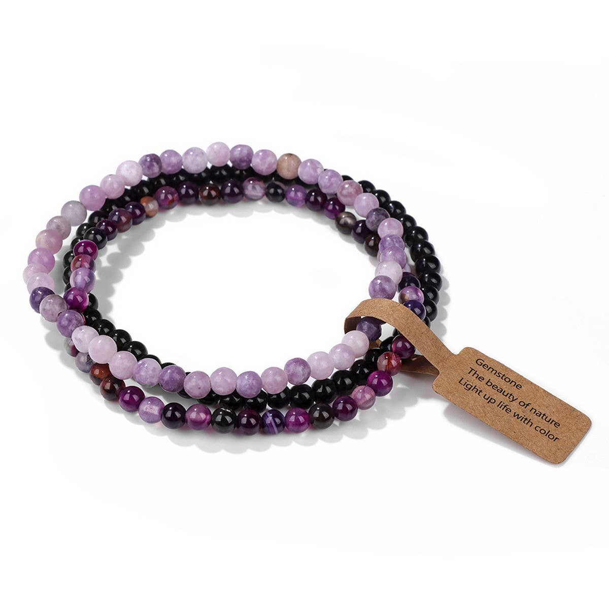 CWAJE4219_VINTAGE NATURAL STONE 4MM BEAD SET BRACELET