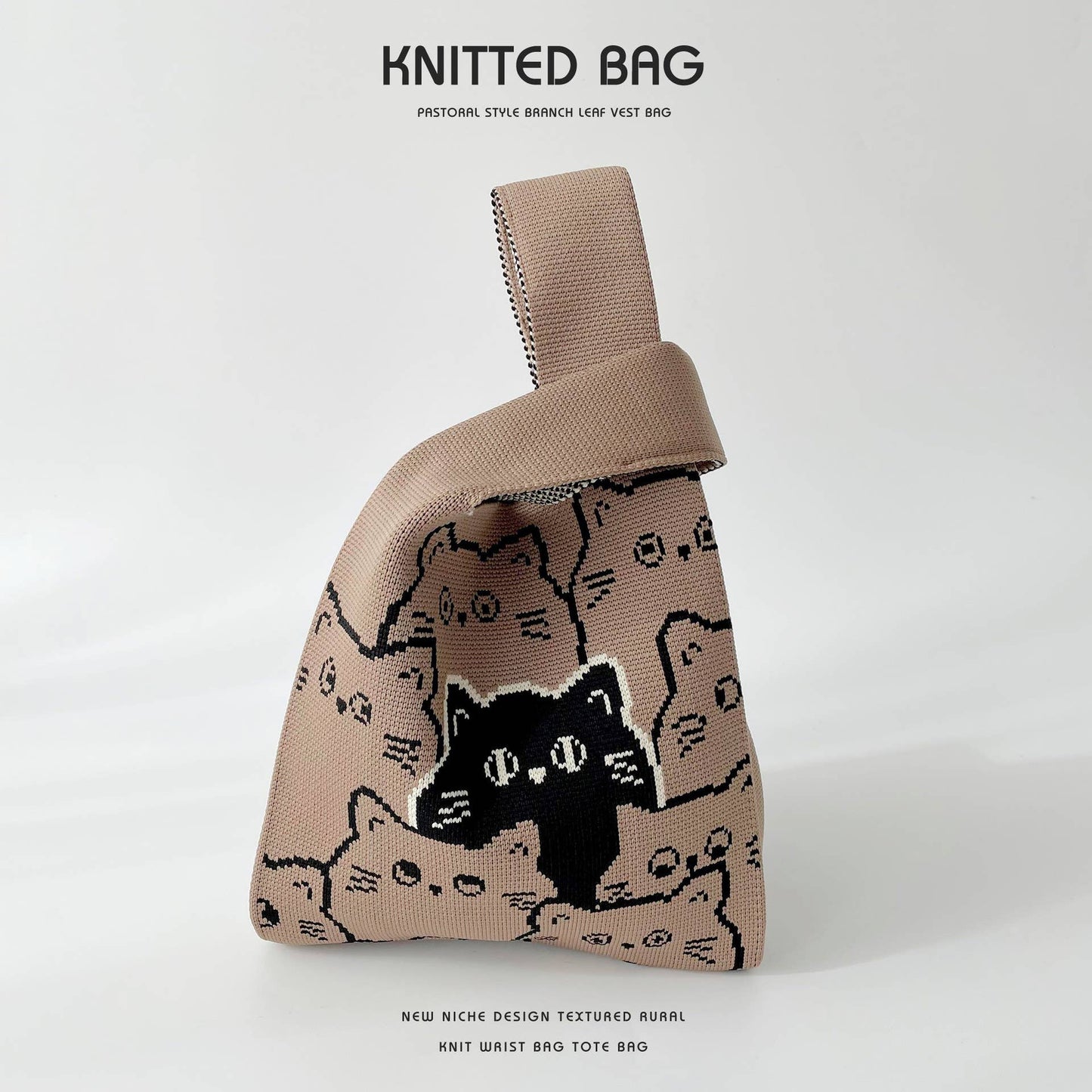 Versatile commuter knit single-shoulder handbag