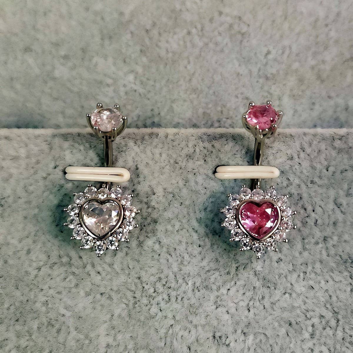 Sexy Hypoallergenic Heart Flower Zircon Belly Ring