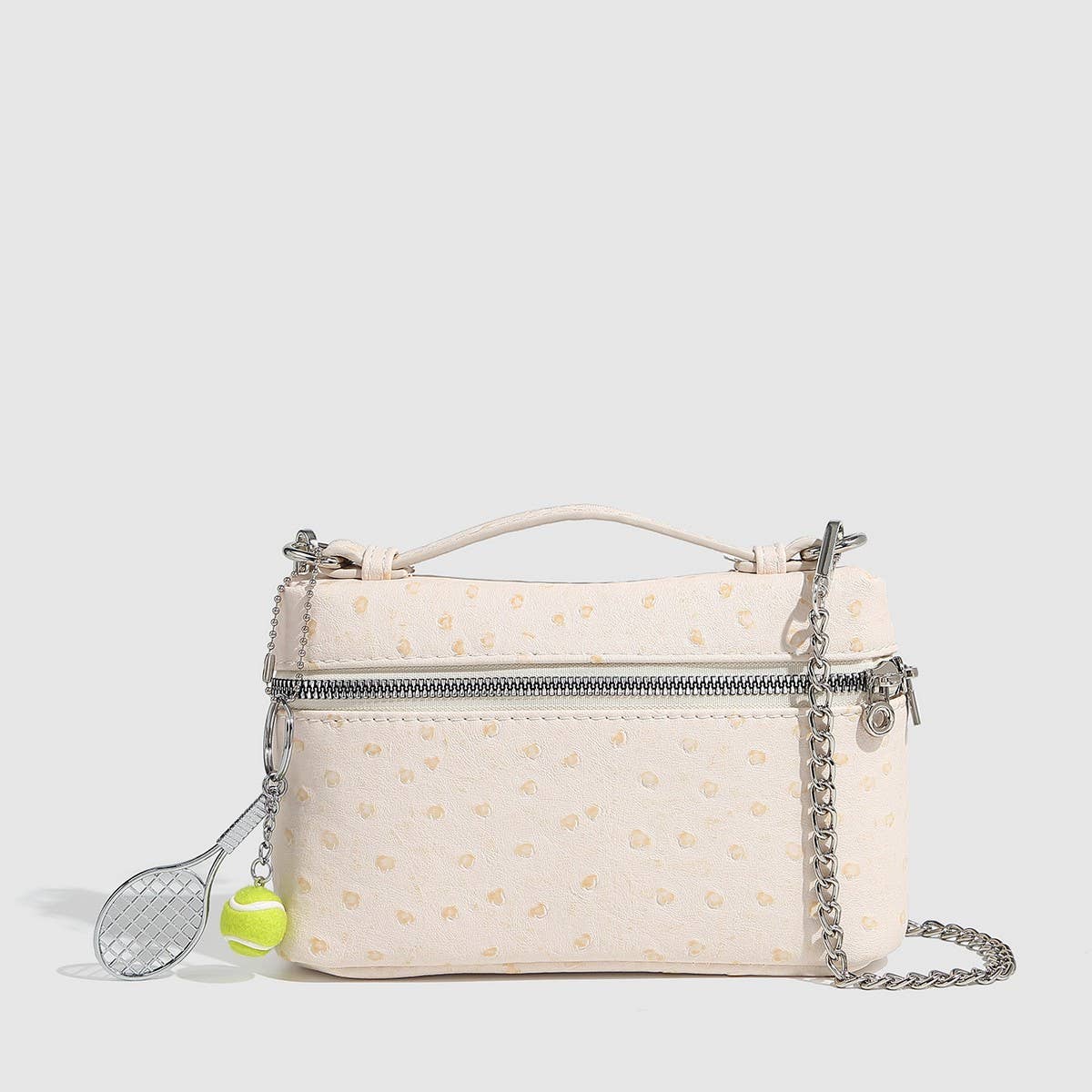 Racing Style Ostrich Grain Shoulder Bag_CWAB5724