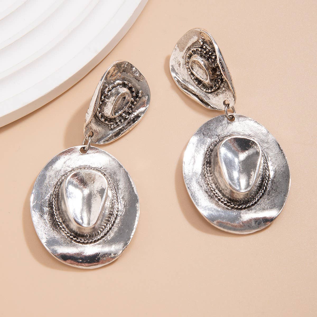 COWBOY STYLE HAT PENDANT EARRINGS