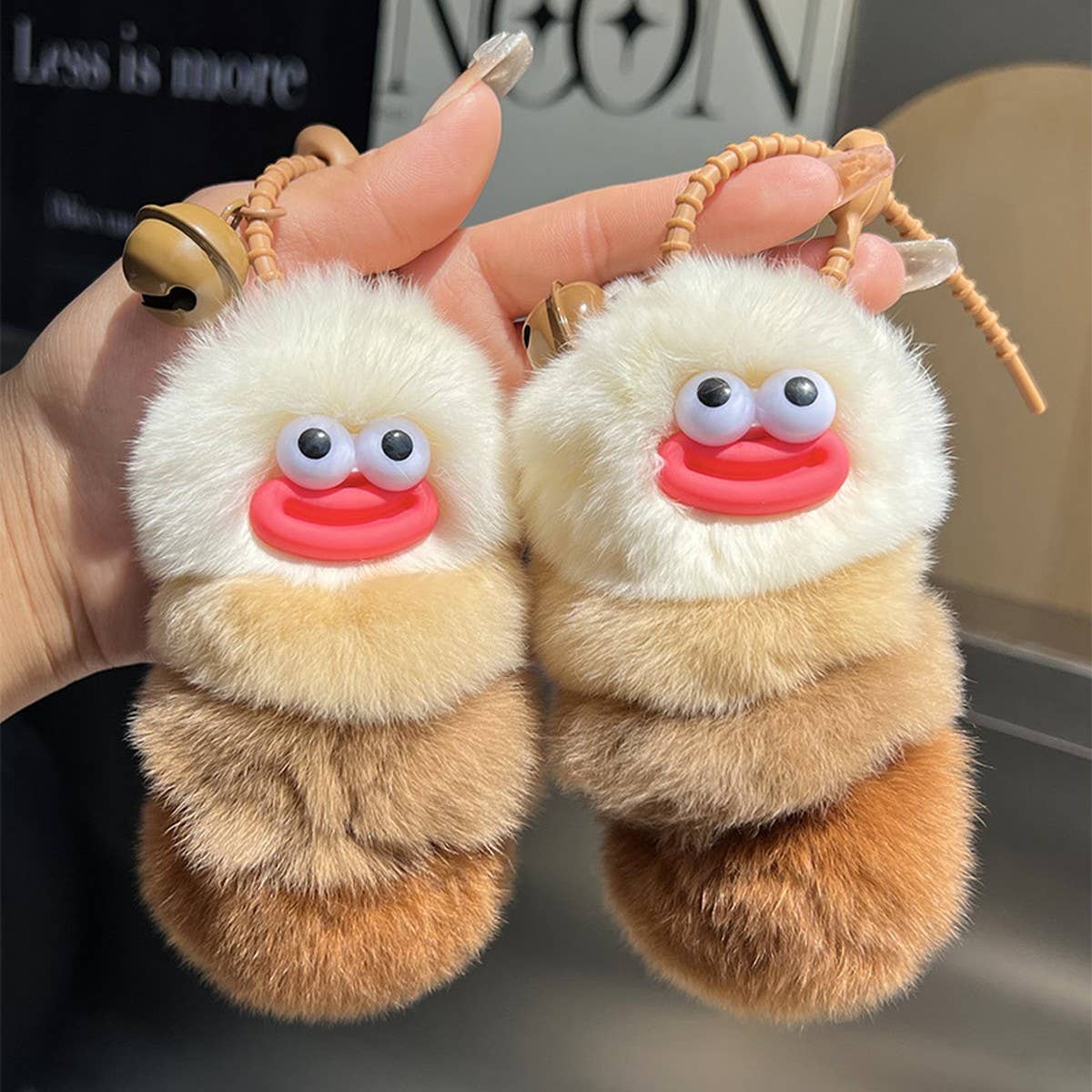 CUTE CATERPILLAR CAR KEYCHAIN PENDANT PLUSH DOLL