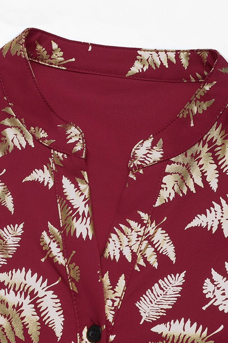 FLORAL GOLD PRINT SHIRT TOPCWTBLL1220