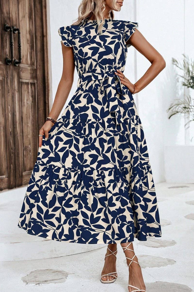 CWDMD4953_SUMMER RUFFLED FASHIONABLE PRINT FAIRY DRESS