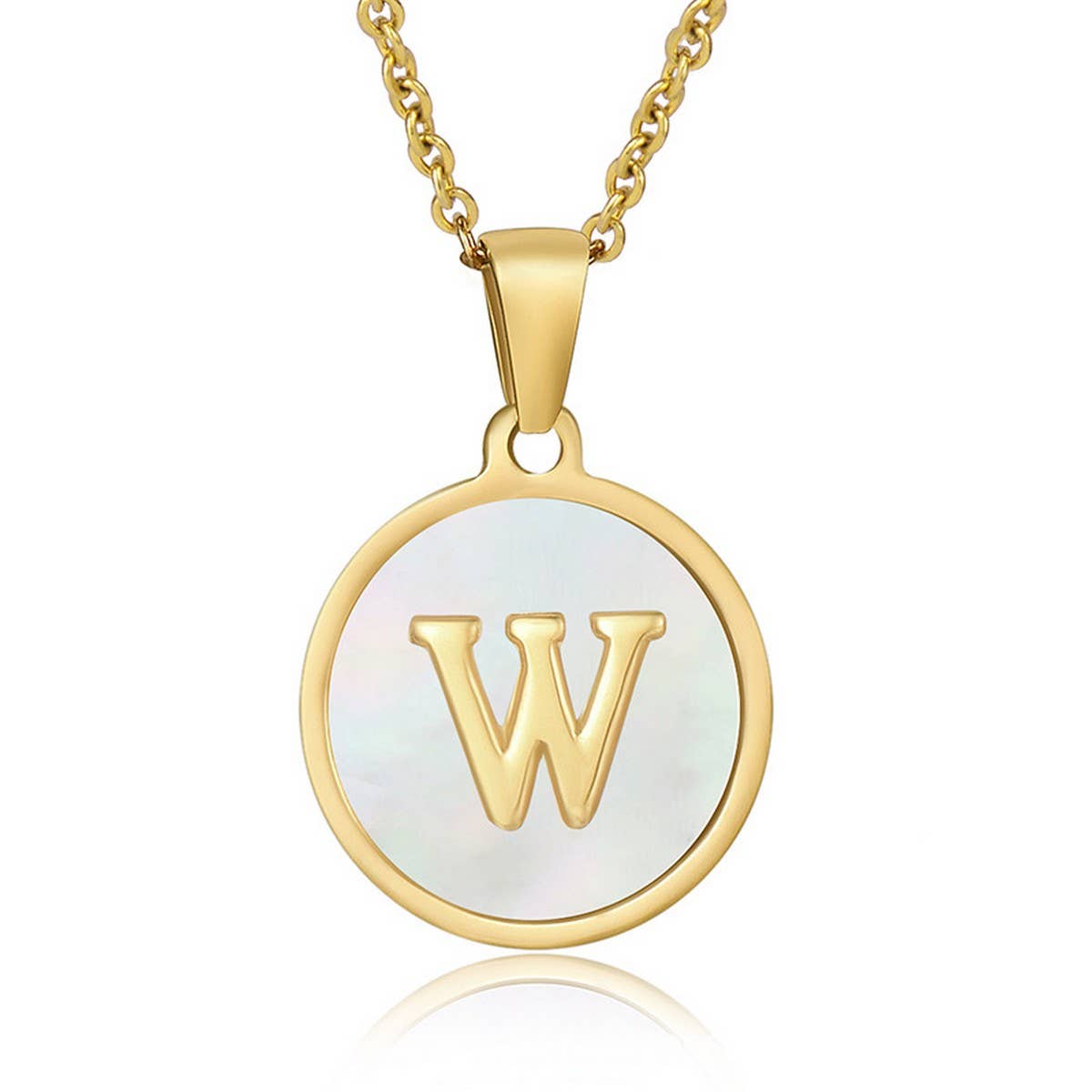 CIRCULAR SHELL ENGLISH LETTER PENDANT NECKLACE