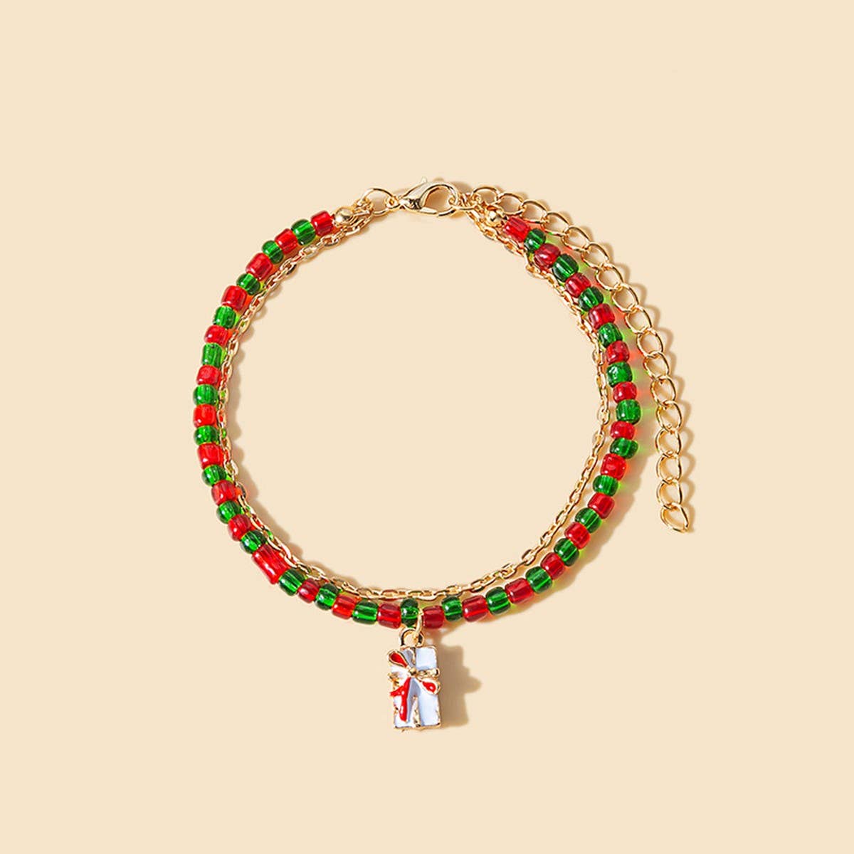 CHRISTMAS COLORBLOCK HANDMADE BEADED BRACELET