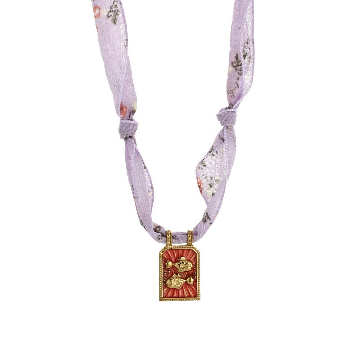 Handmade Zodiac Silk Scarf Necklace with Enamel