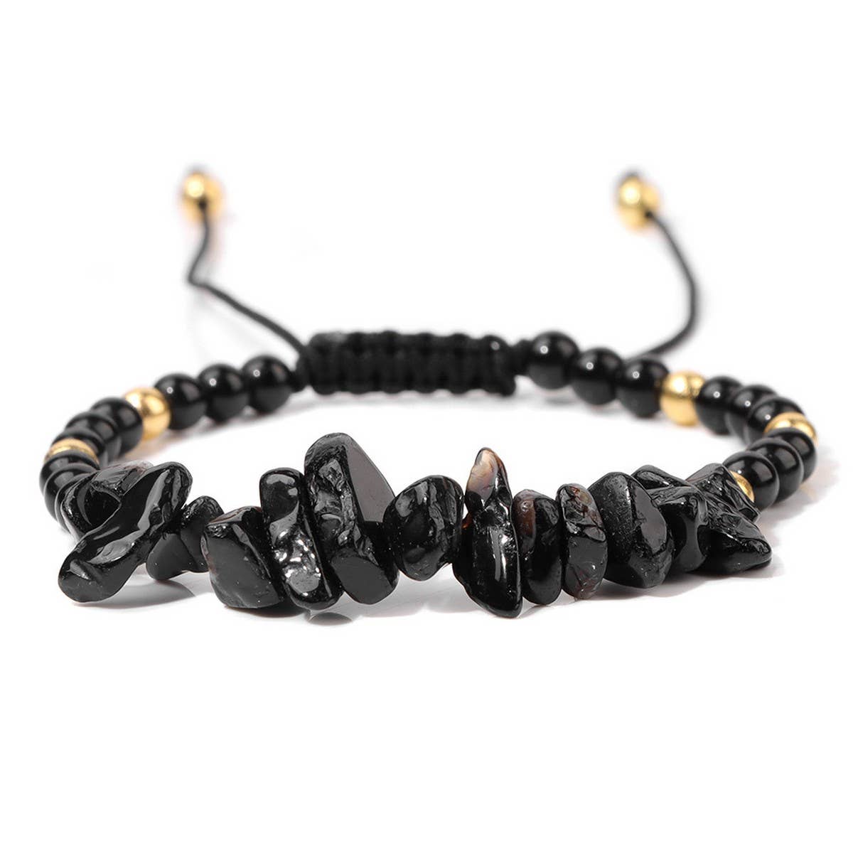 CWAJE4216_NATURAL STONE BEADS BRAIDED GRAVEL BRACELET