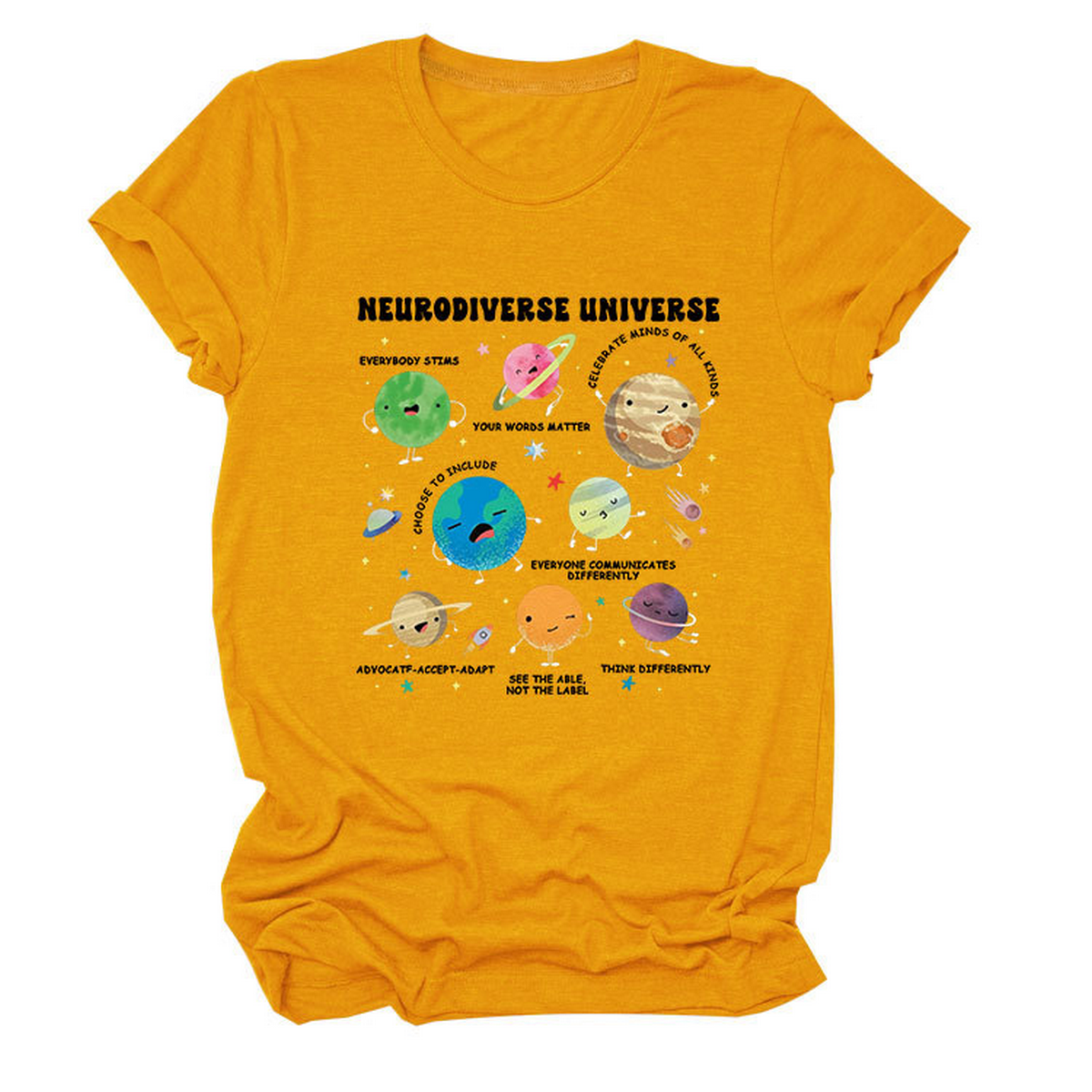 Casual Cute Tee ??Neurodiverse Universe Design_CWTTSL0513