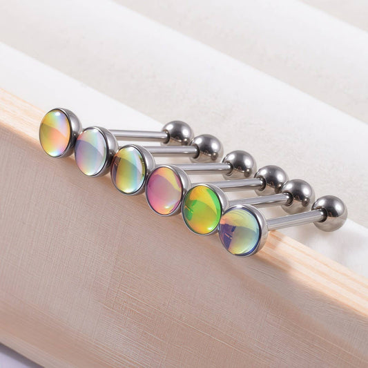 Fashion Titanium Tongue Stud with Glitter Design_CWMM9594